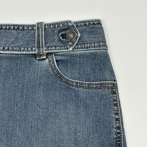 Ann Taylor Weekend Button-Waist Denim Mini Skirt Women’s 6 Stretch EXCELLENT - Picture 2 of 7